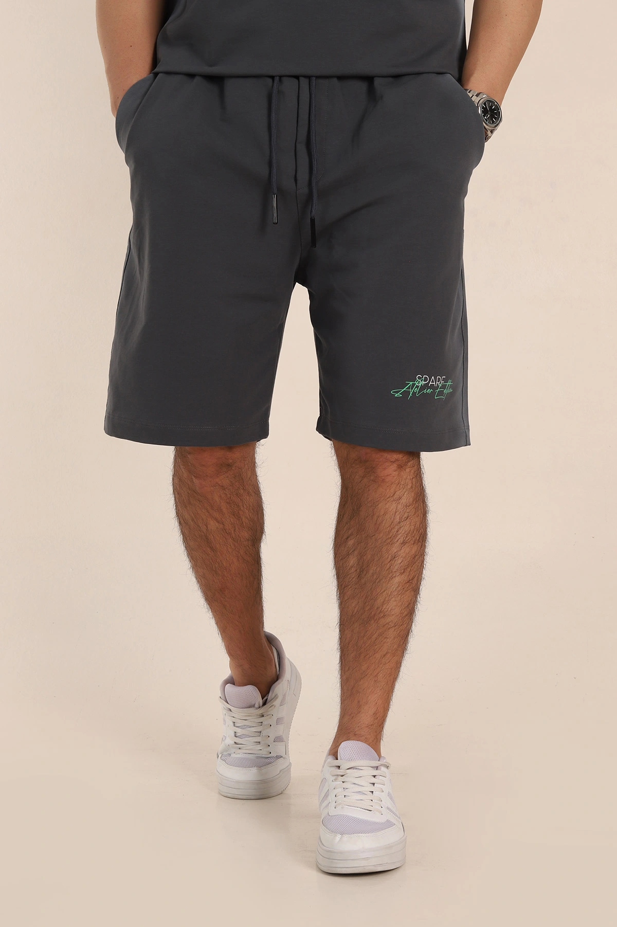 Antrasit Relaxed Fit Yıkamalı Yazı Detay Erkek Şort 354090