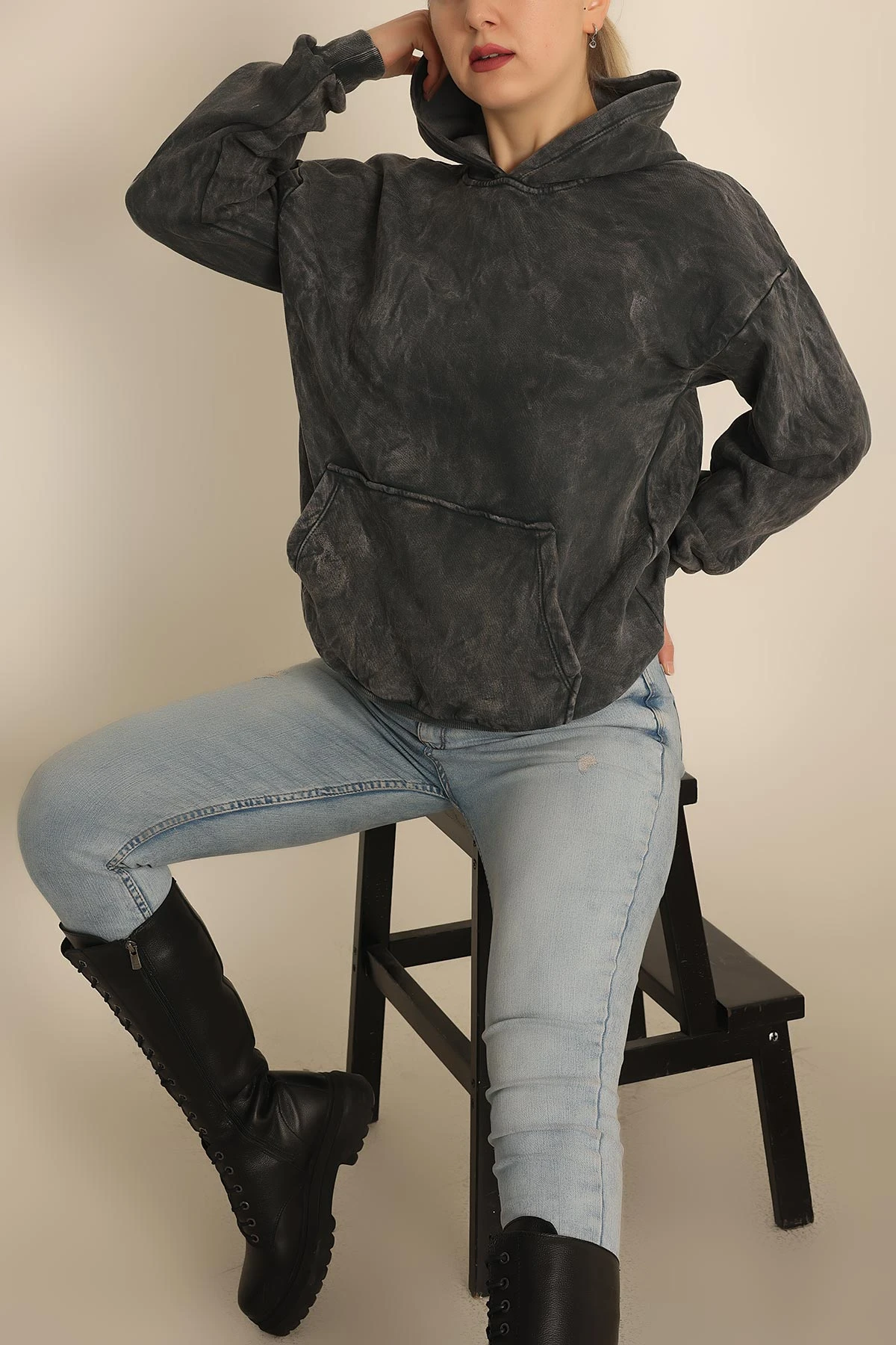 Antrasit Şardonlu Batik Bayan Sweat 239712