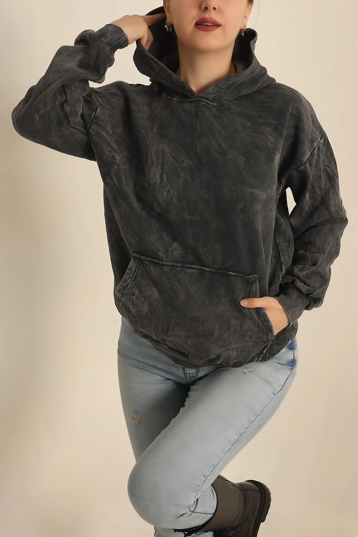 Antrasit Şardonlu Batik Bayan Sweat 239712