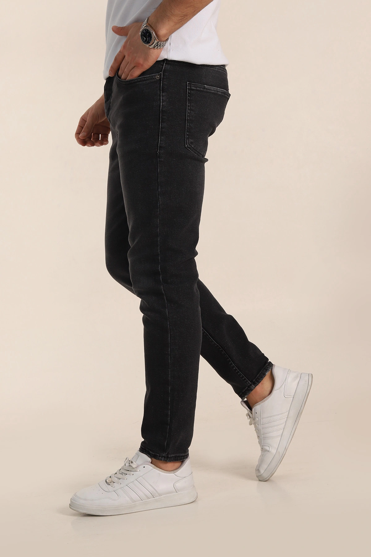 Antrasit Skinny Fit Yıkamalı Taşlama Detaylı Erkek Kot Pantolon 354427