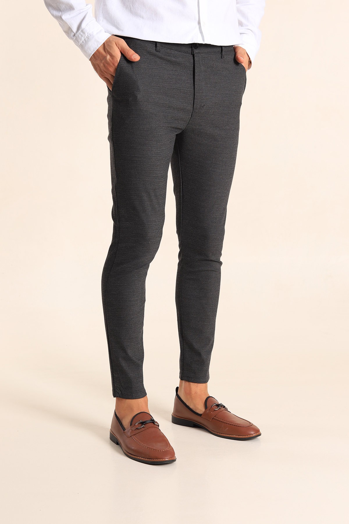 Antrasit Slim Fit Desenli Erkek Pantolon 213132