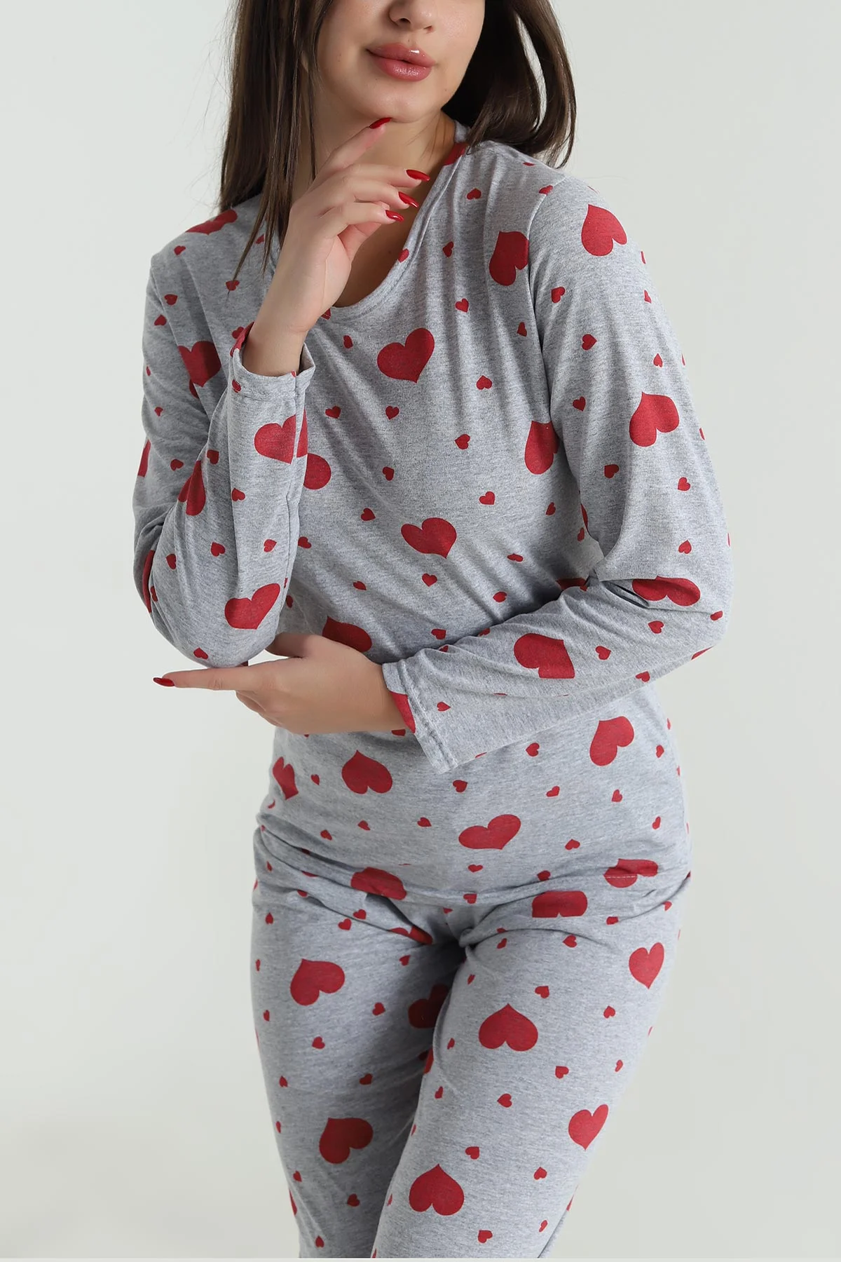 Antrasit Süprem Uzun Kol Kadın Pijama Takımı 493632