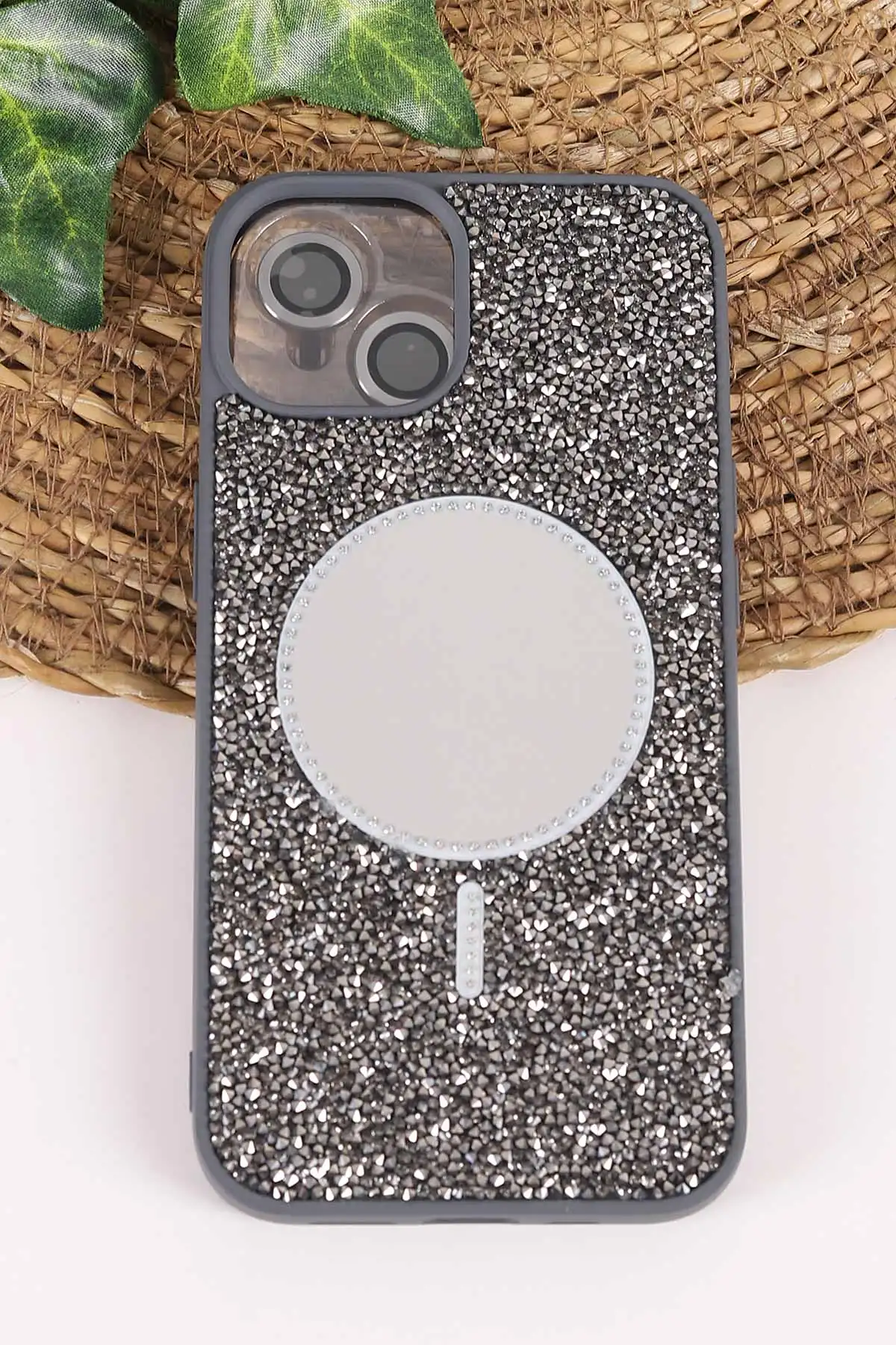 Antrasit TeknoCase İPhone 13 Uyumlu Mirror Diamond Case Serisi Aynalı Sert Silikon Telefon Kılıfı 458478