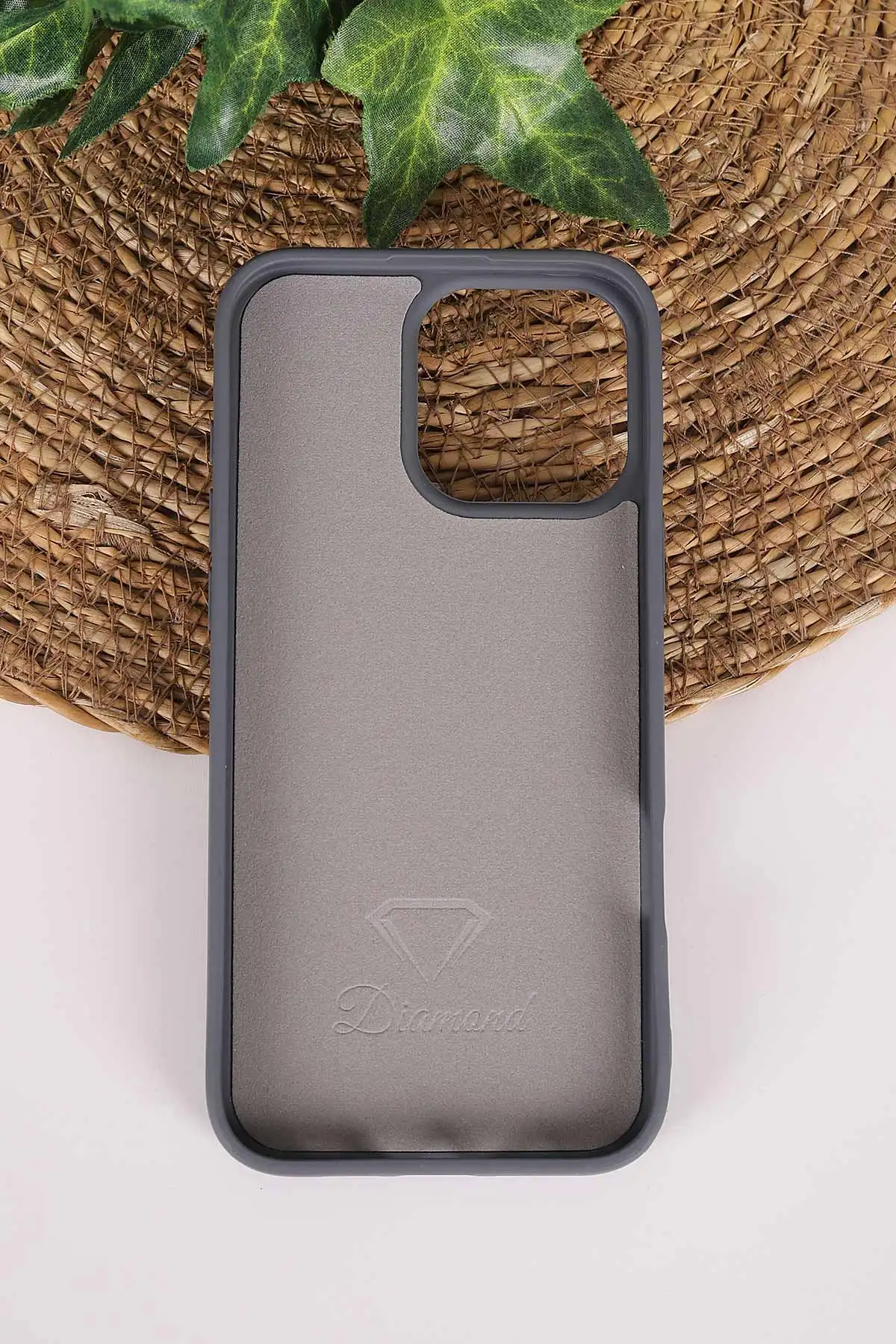 Antrasit TeknoCase İPhone 16 Pro Max Uyumlu Nelly Diamond Serisi Taşlı Lens Hediyeli Sert Silikon Telefon Kılıfı 480958