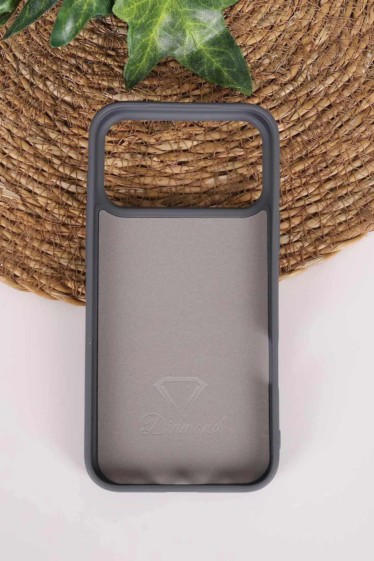 Antrasit TeknoCase İPhone 17 Pro Max Uyumlu Nelly Diamond Serisi Taşlı Lens Hediyeli Sert Silikon Telefon Kılıfı 480971