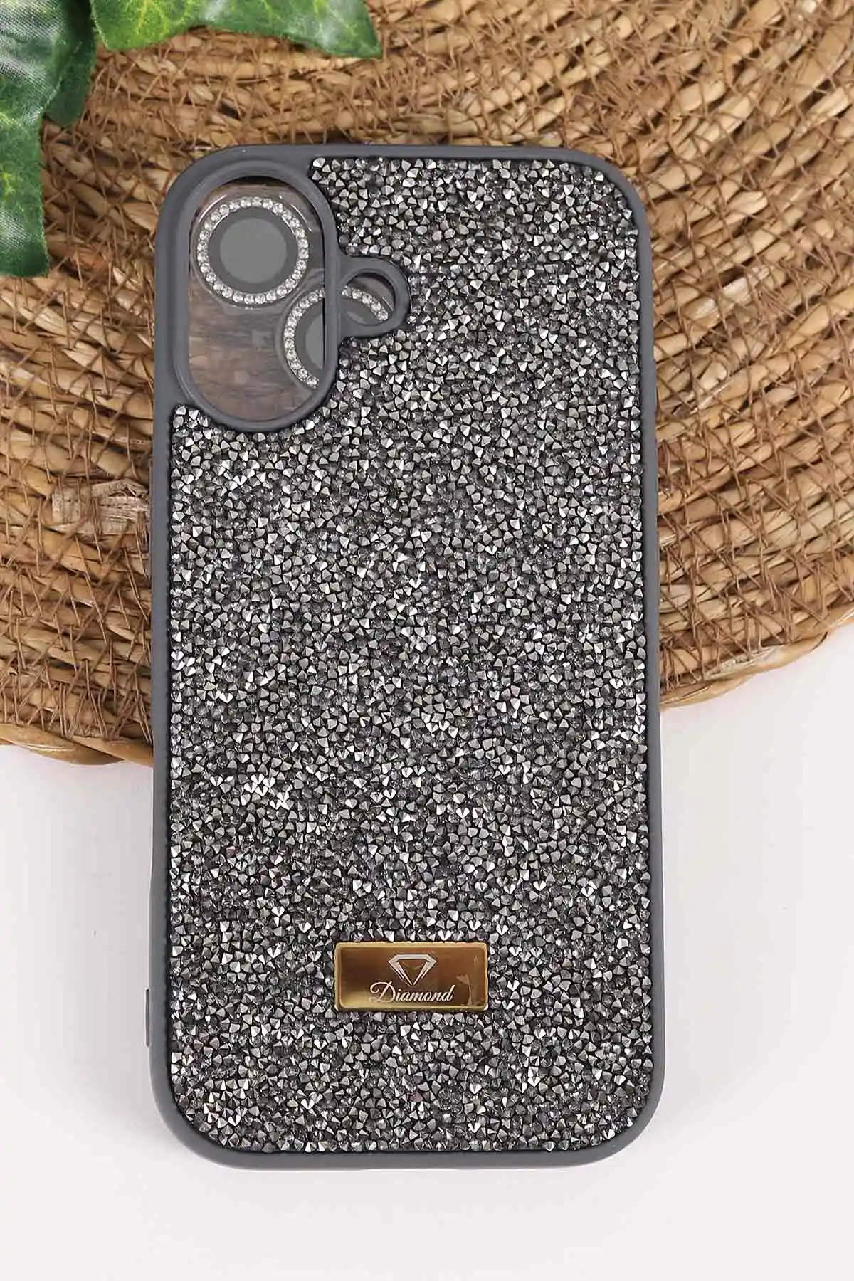 Antrasit TeknoCase İPhone 17 Uyumlu Ella Diamond Case Serisi Lens Hediyeli Sert Silikon Telefon Kılıfı 457825