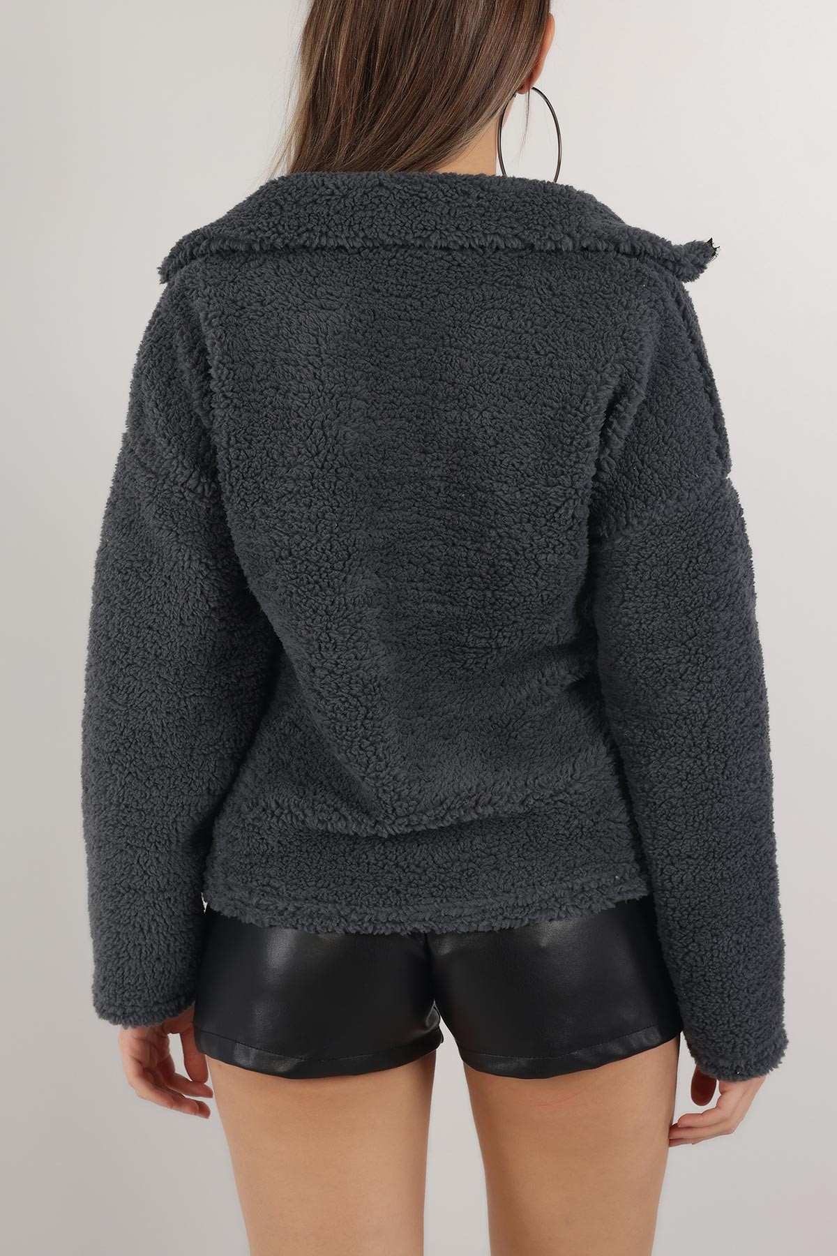 Antrasit Yarım Fermuarlı Yumoş Sweat 153484