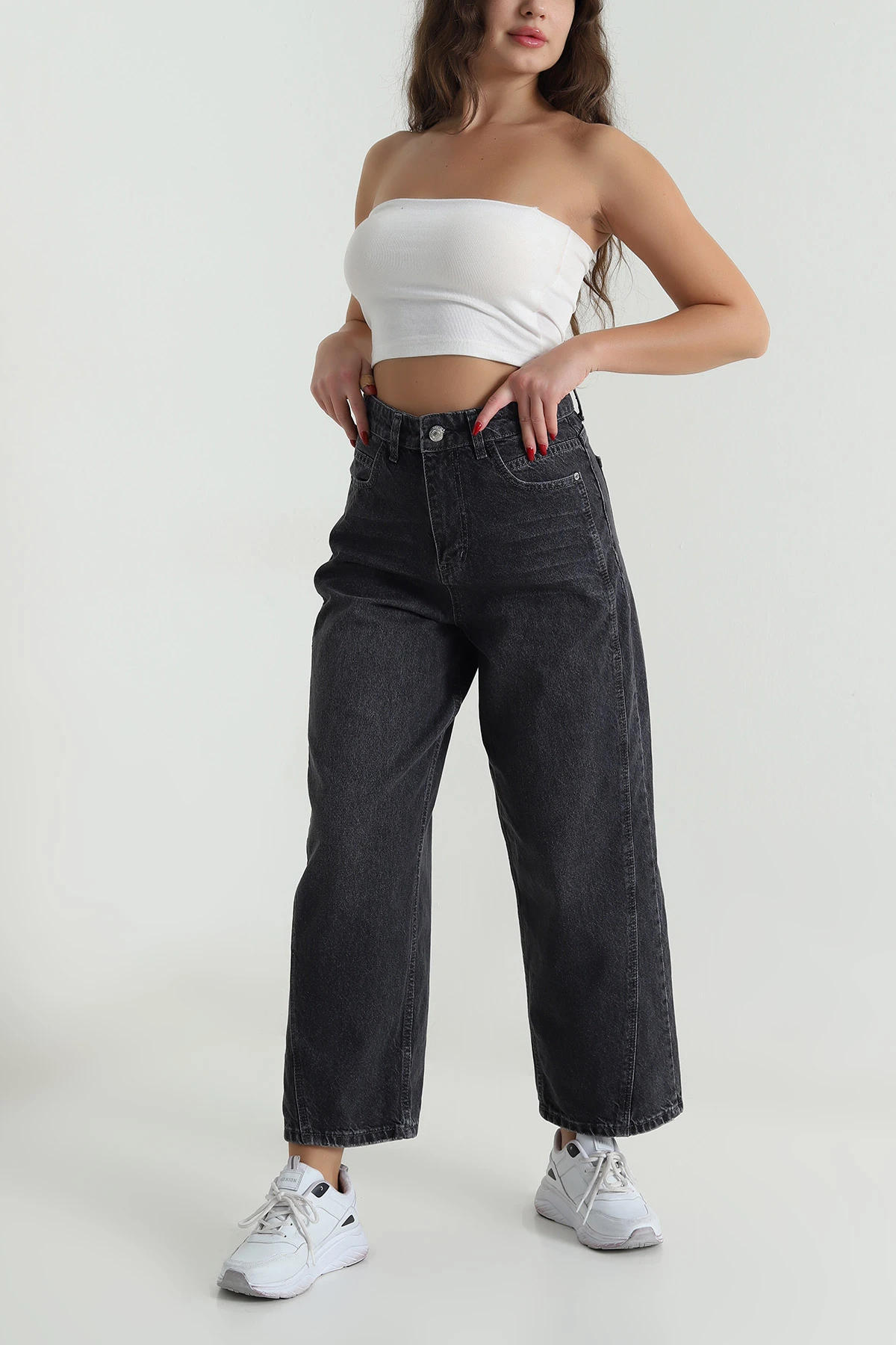 Antrasit Yeni Sezon Baggy Kadın Kot Pantolon 496088