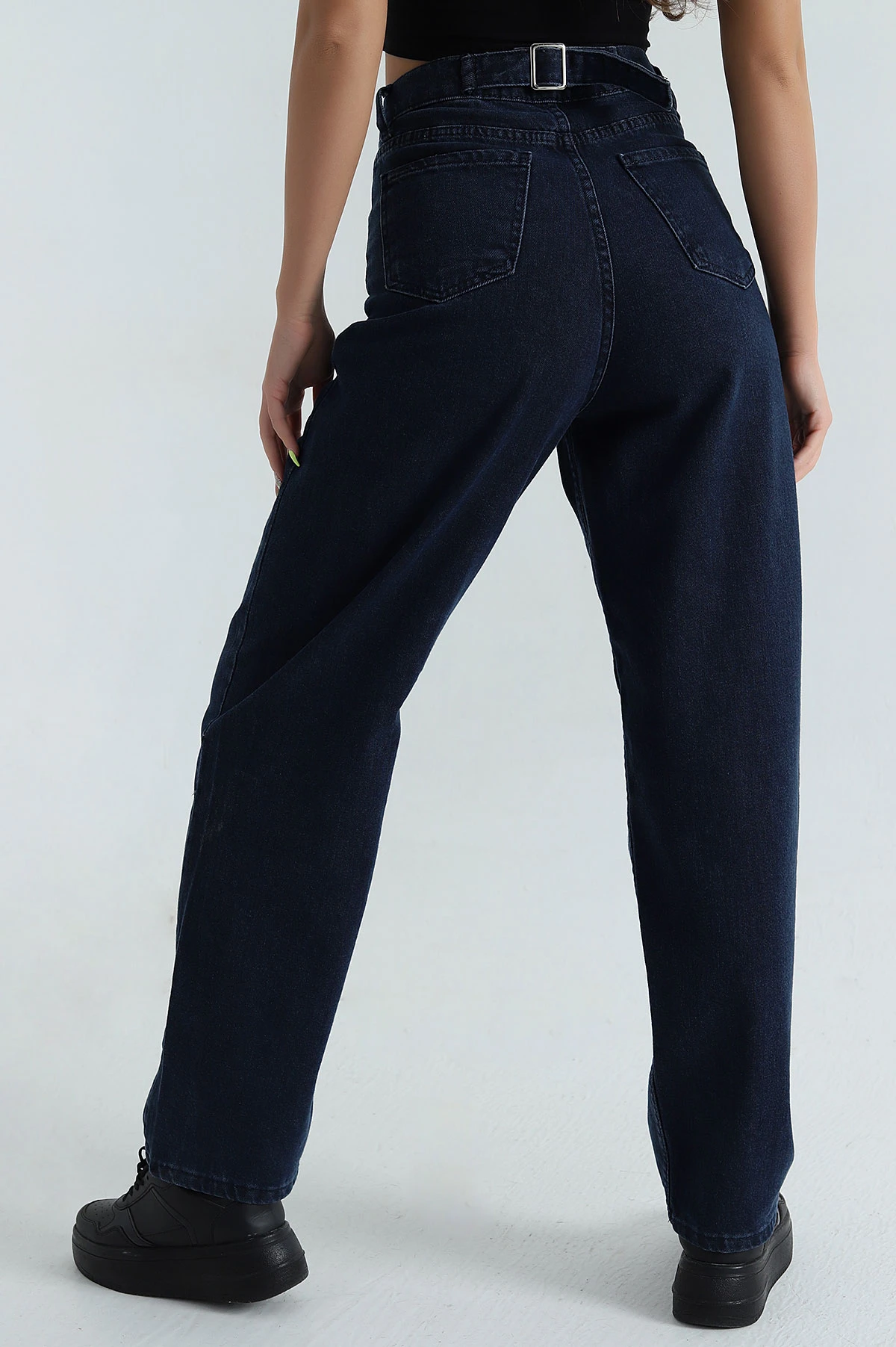 Arkası Tokalı Baggy Kadın Kot Pantolon 393314
