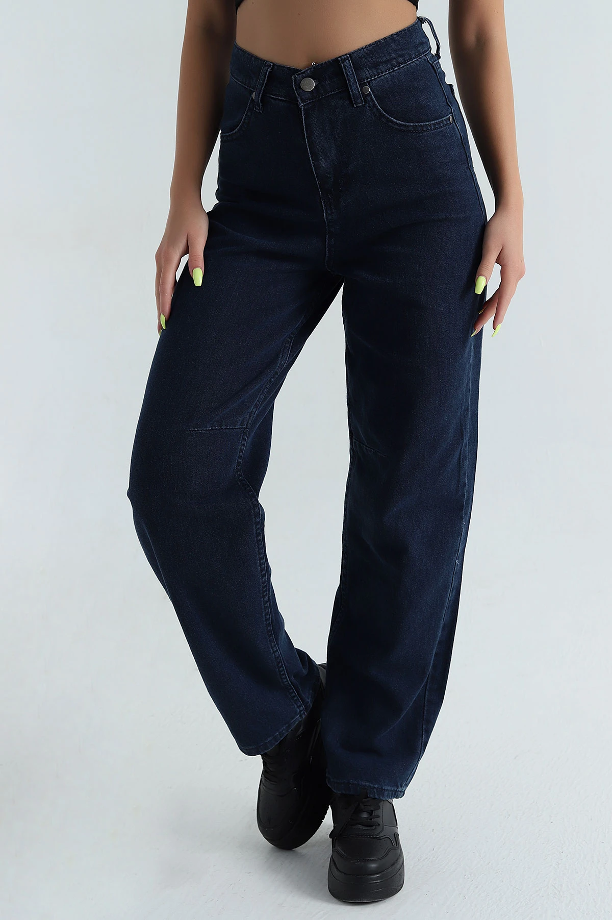 Arkası Tokalı Baggy Kadın Kot Pantolon 393314