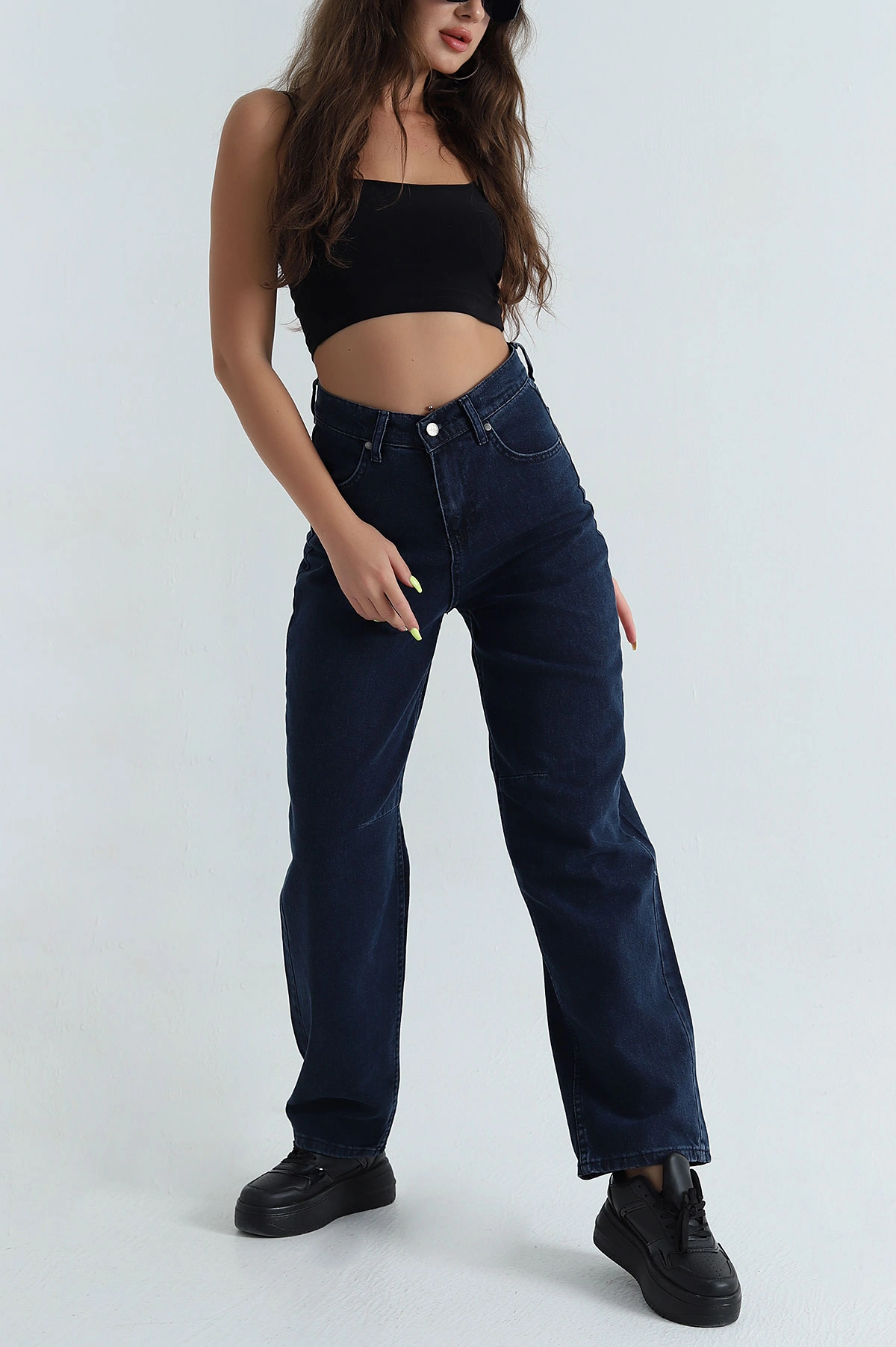 Arkası Tokalı Baggy Kadın Kot Pantolon 393314