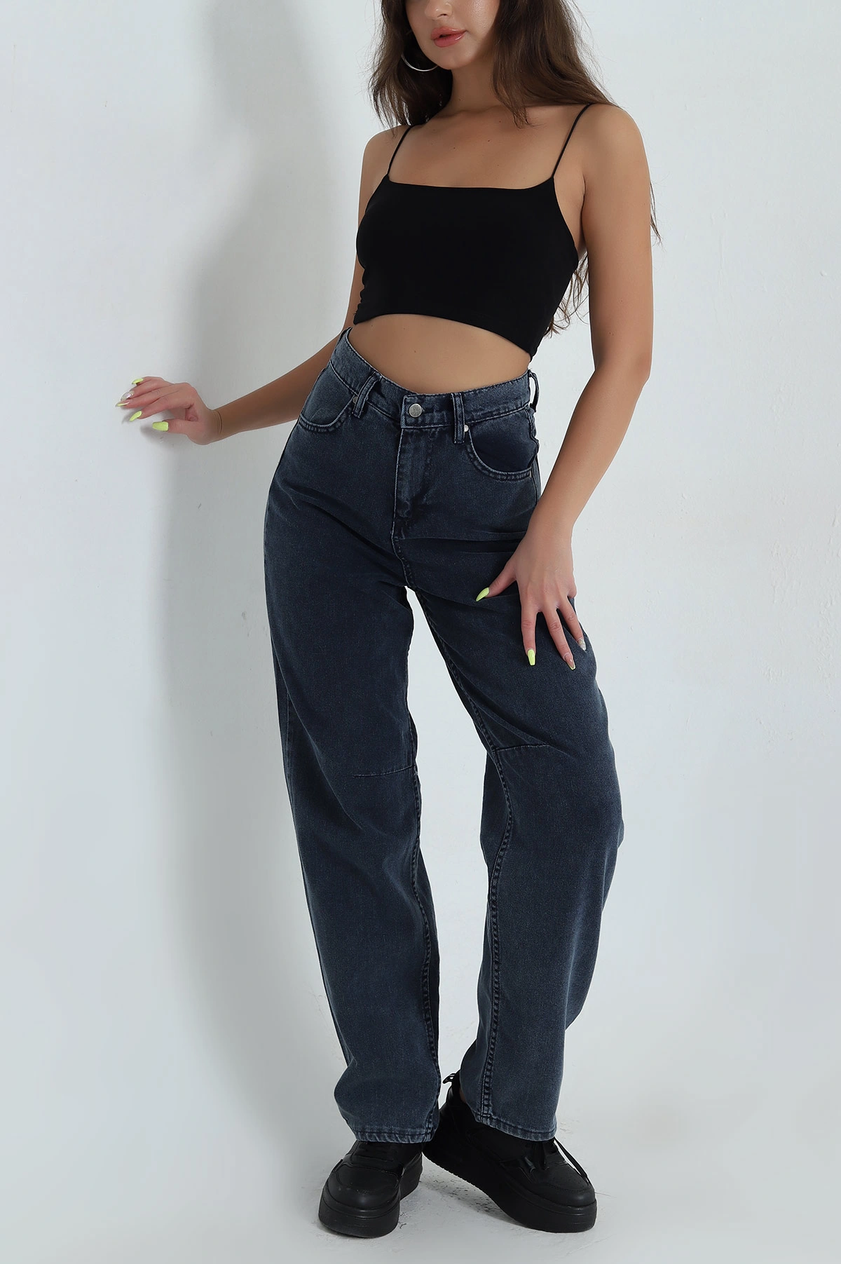 Arkası Tokalı Baggy Kadın Kot Pantolon 393315