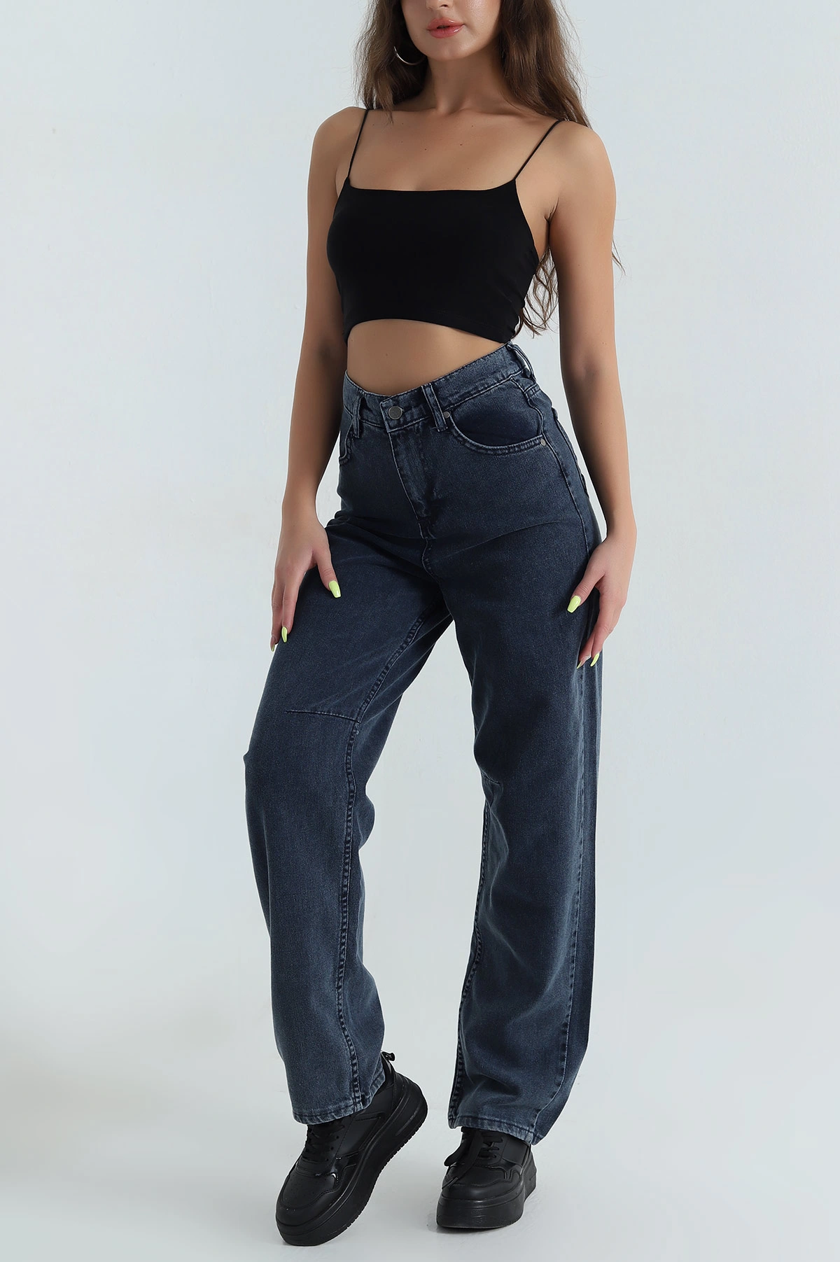 Arkası Tokalı Baggy Kadın Kot Pantolon 393315