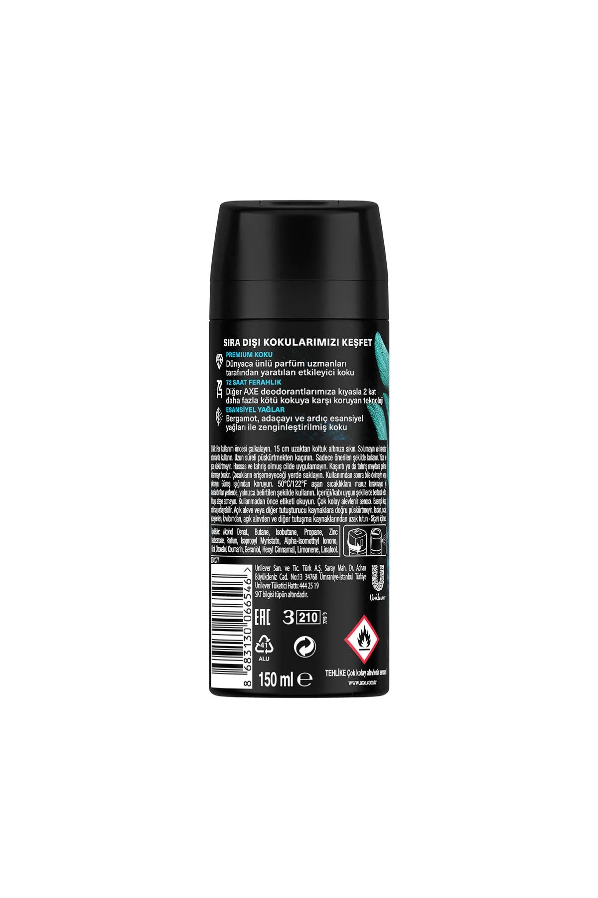 Axe Aqua Bergamot Body Sprey Erkek Deodorant 150 Ml 315288