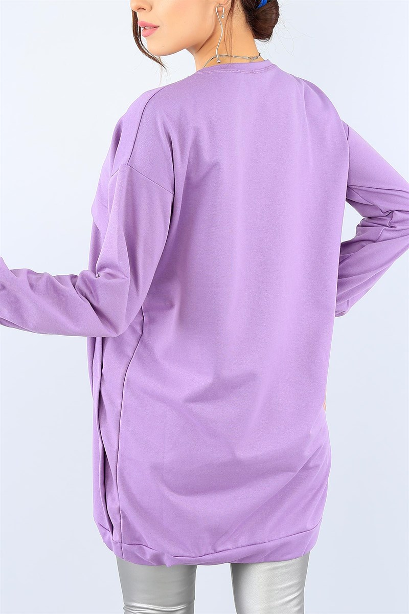 Bağlamalı Likralı Lila Tunik 38474