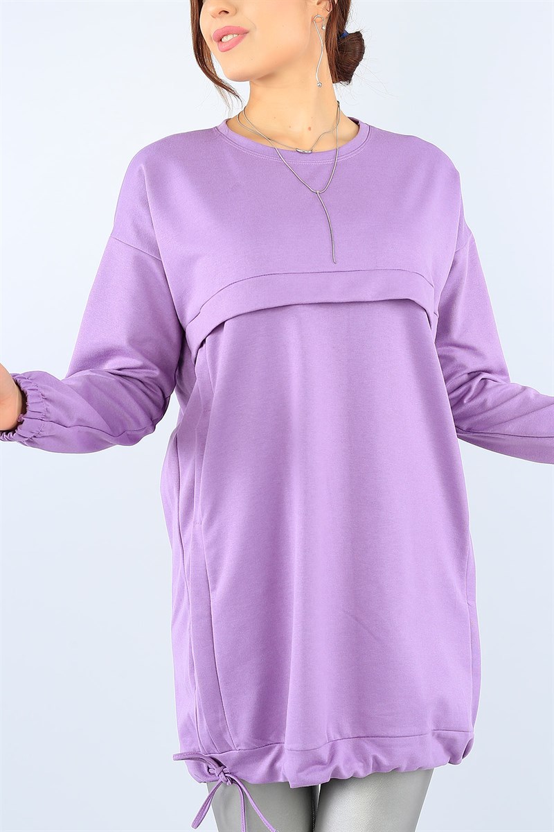 Bağlamalı Likralı Lila Tunik 38474