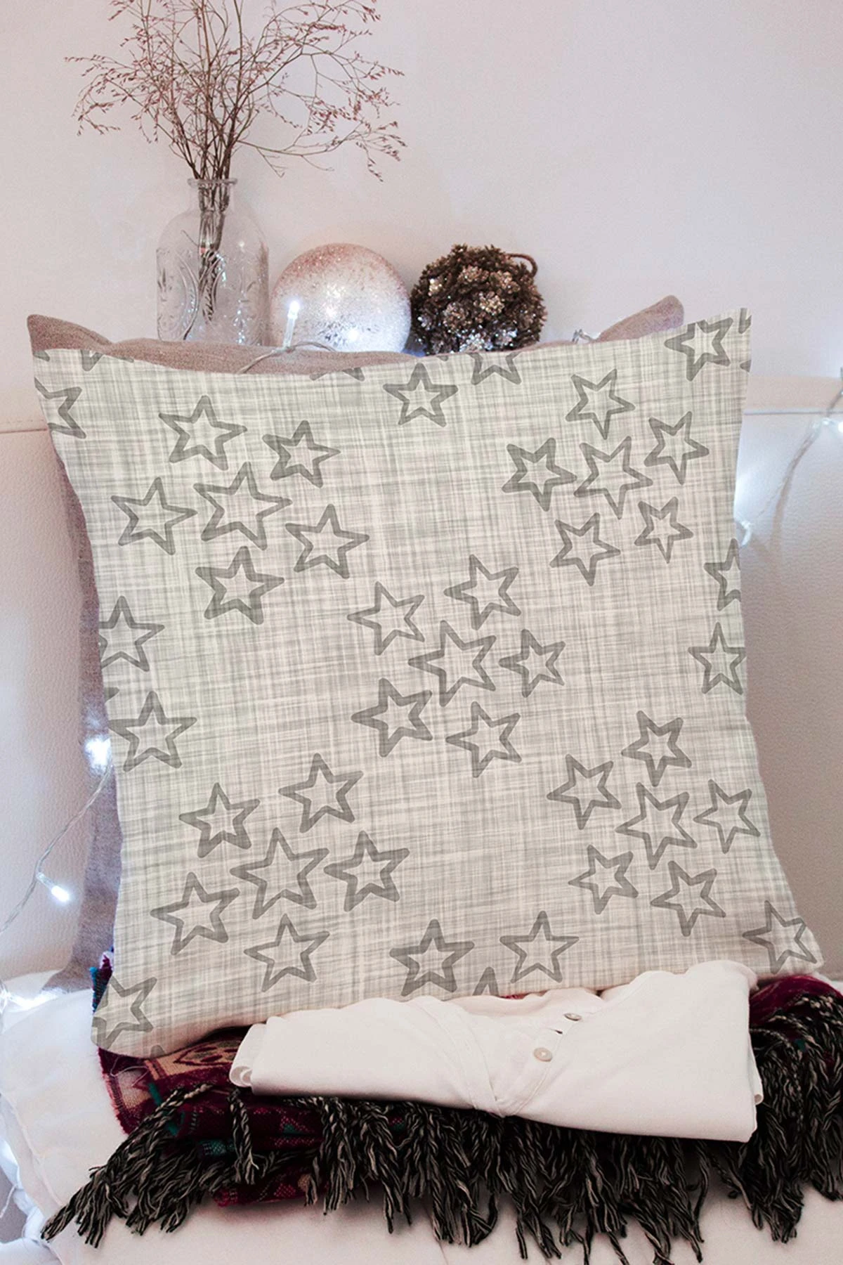Taş 43x43 Dijital Baskılı Fermuarlı Modern Kırlent Kılıfı 272759