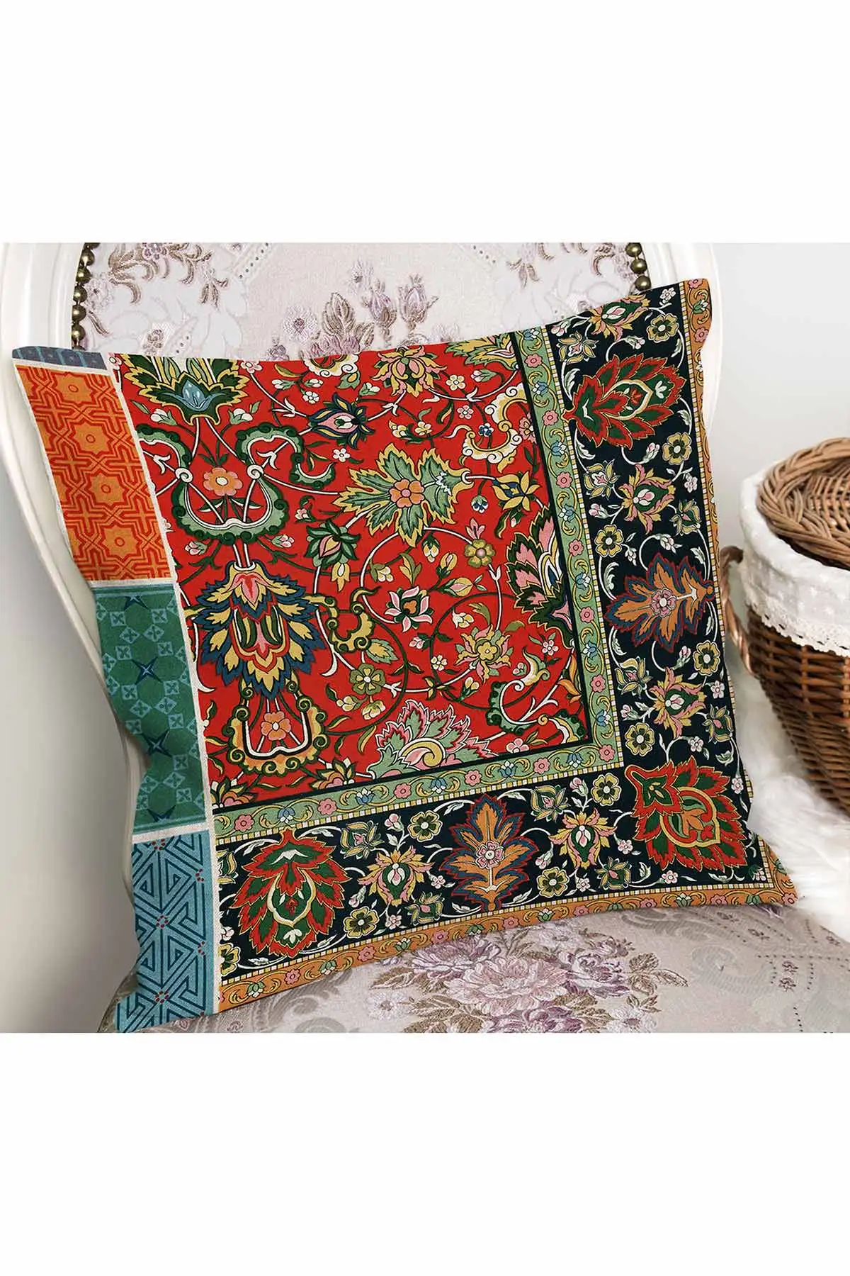 43x43 Dijital Baskılı Fermuarlı Modern Kırlent Kılıfı 308765