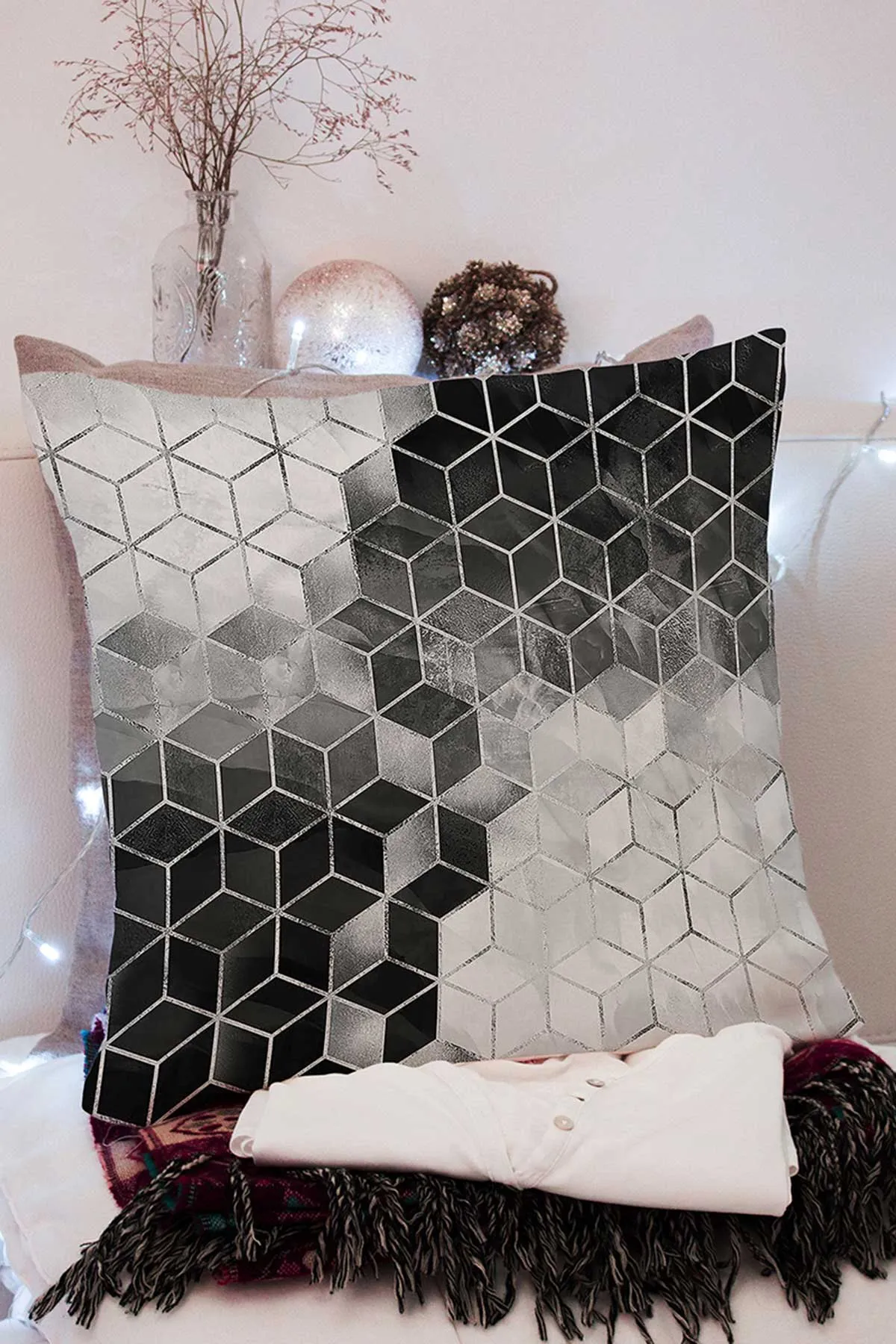 43x43 Dijital Baskılı Fermuarlı Modern Kırlent Kılıfı 308766