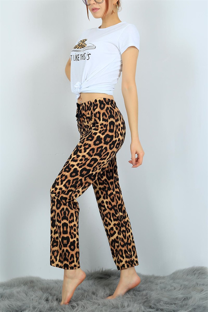Baskılı Beyaz Bayan Pijama Takımı 24310B