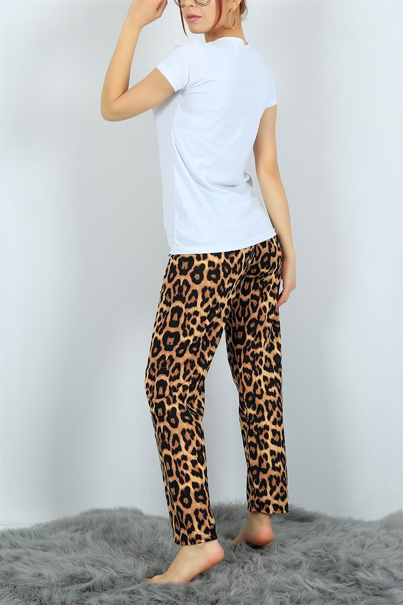 Baskılı Beyaz Bayan Pijama Takımı 24310B