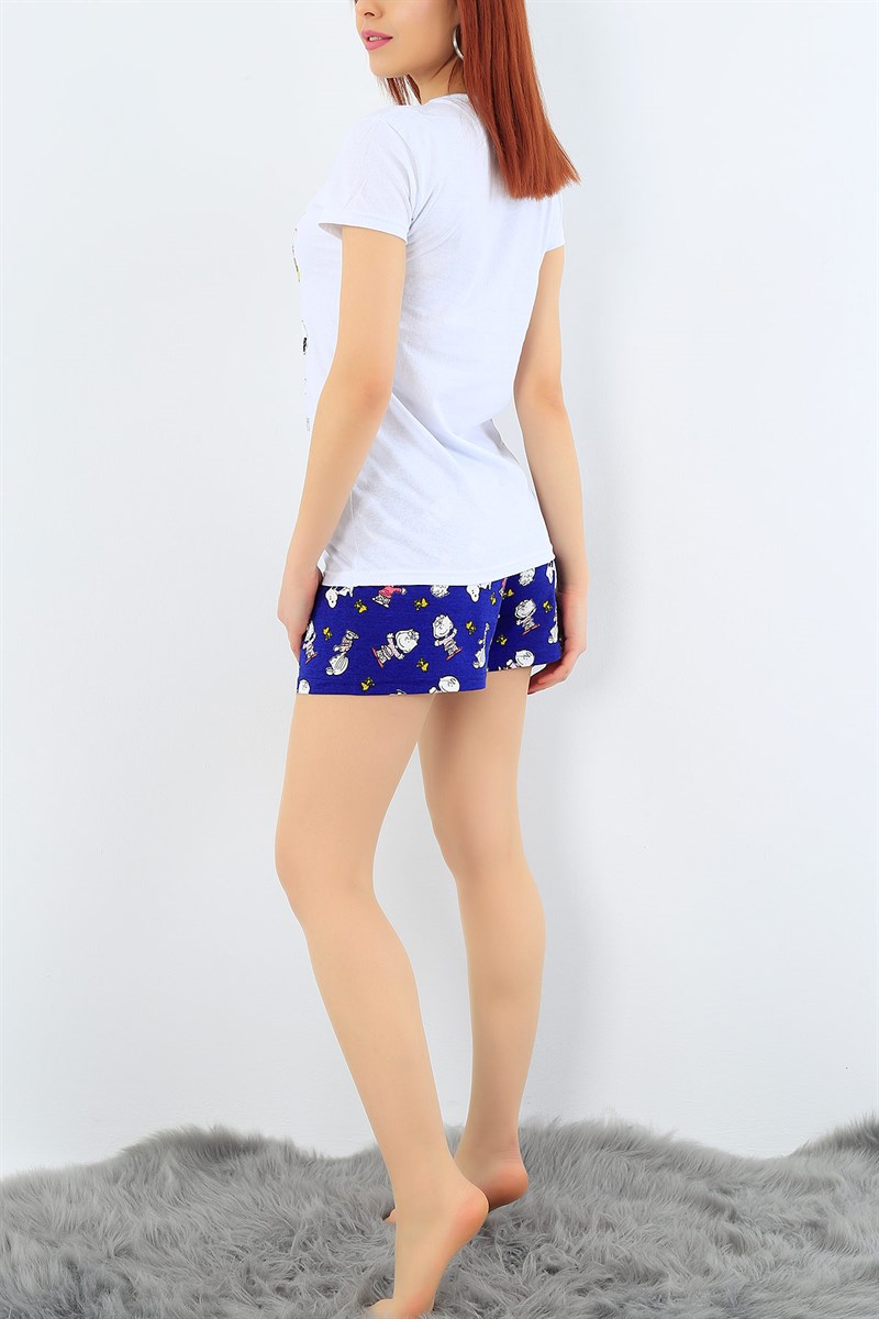 Baskılı Beyaz Bayan Pijama Takımı 31330
