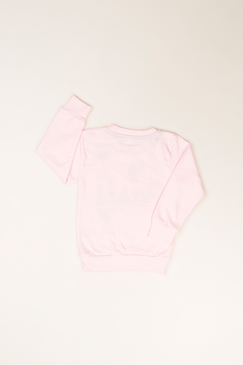 Baskılı İçi Şardonlu Pembe Kız Çocuk Sweat 80828