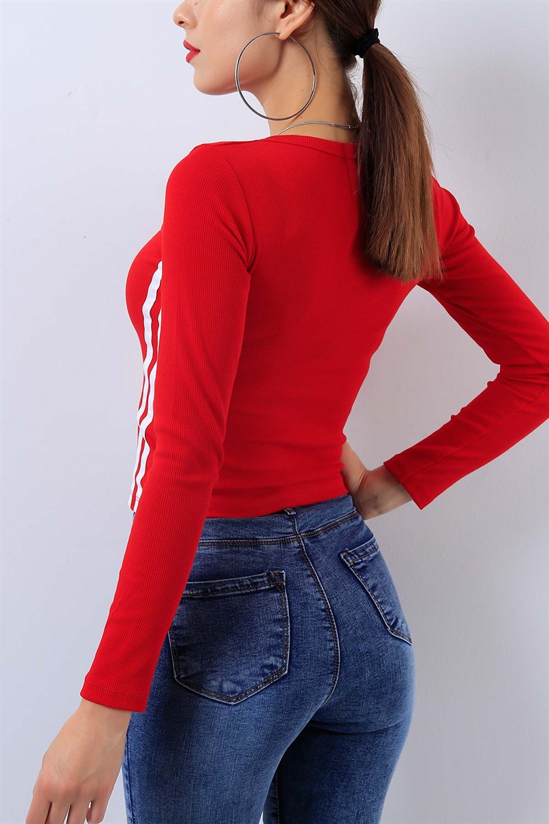 Baskılı Kırmızı Bayan Sweat 17699B
