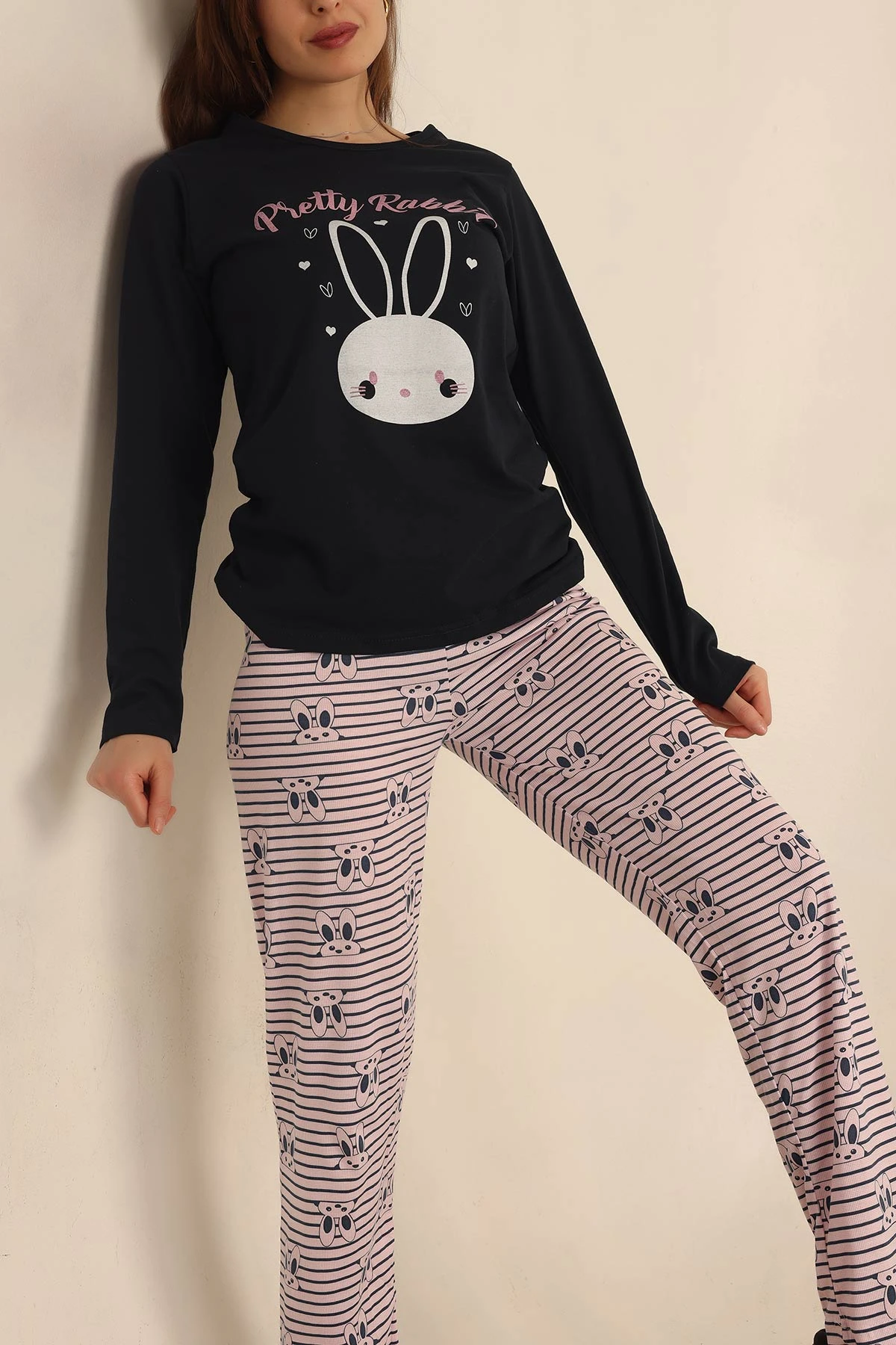 Baskılı Lacivert Bayan Pijama Takımı 237440