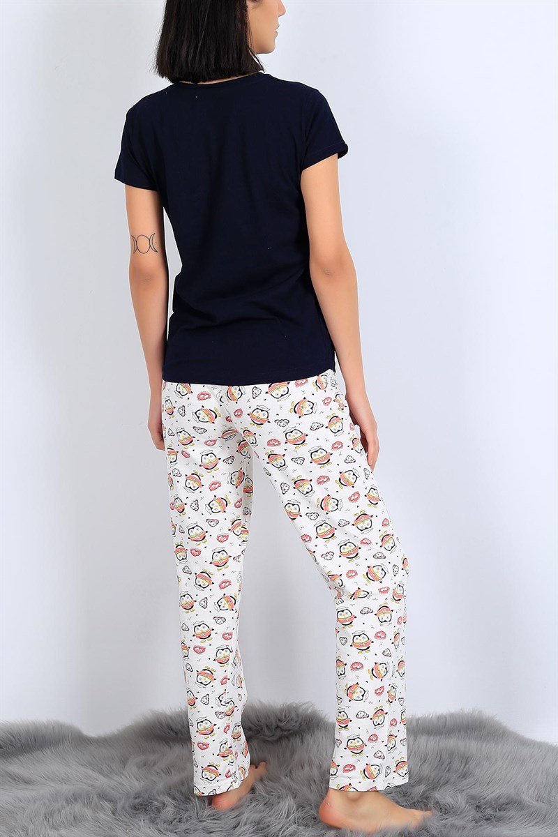 Baskılı Lacivert Bayan Pijama Takımı 26959B