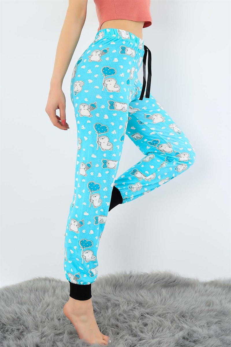 Baskılı Likralı Bayan Pijama Altı 31138