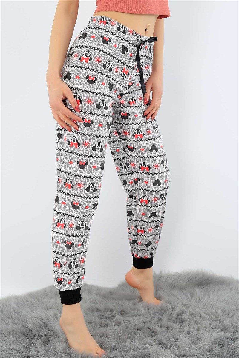 Baskılı Likralı Bayan Pijama Altı 31139