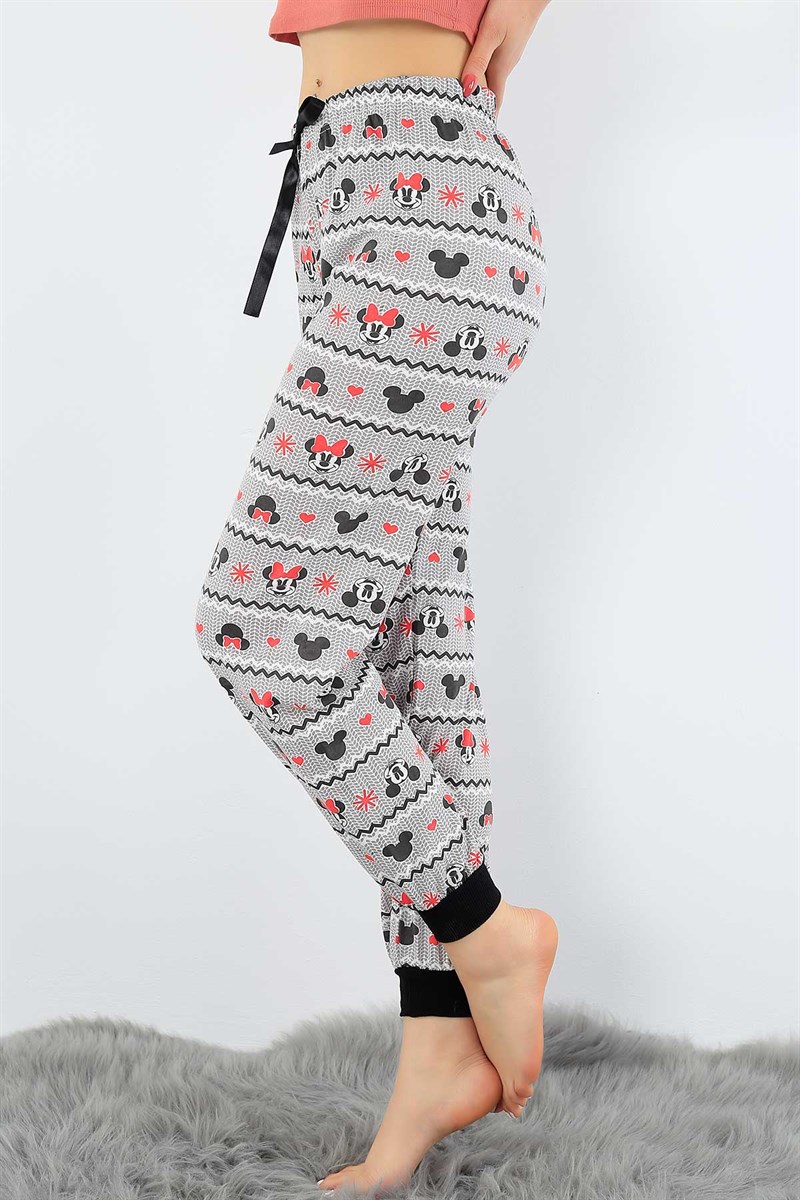 Baskılı Likralı Bayan Pijama Altı 31139