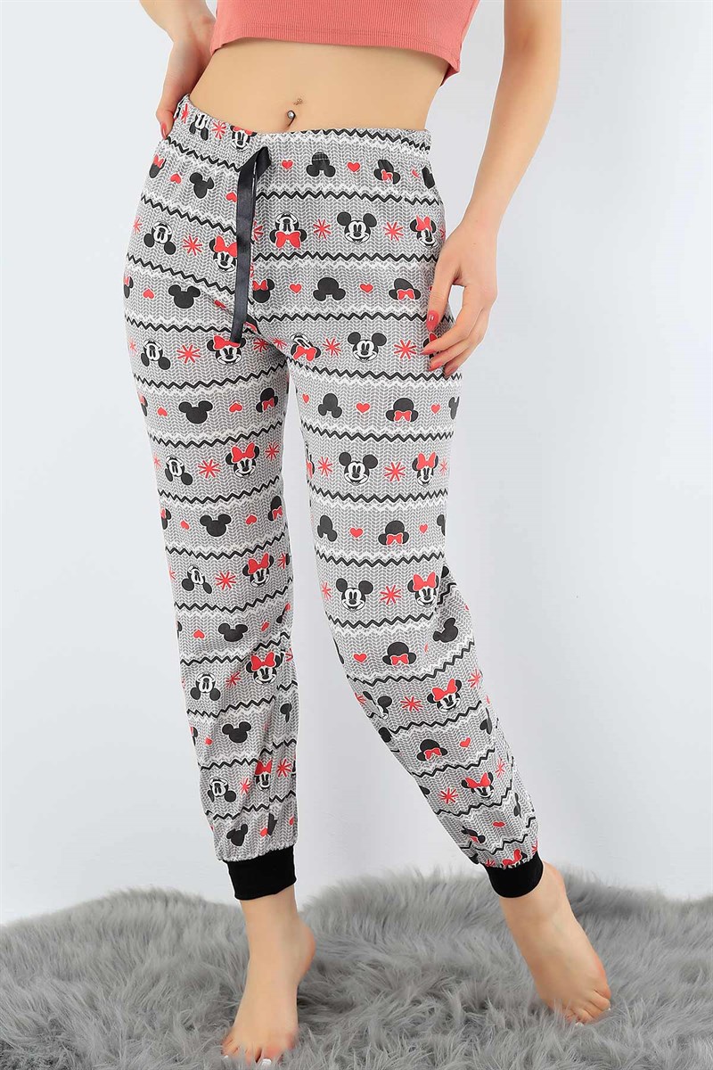 Baskılı Likralı Bayan Pijama Altı 31139