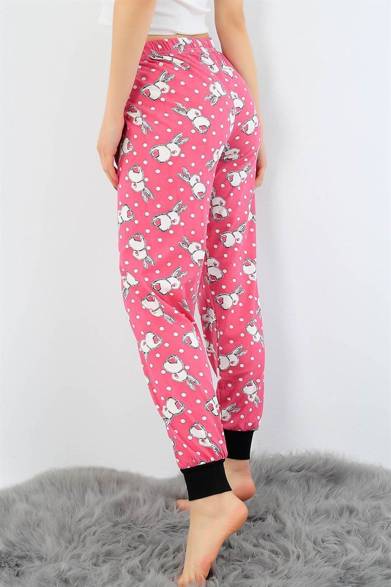 Baskılı Likralı Bayan Pijama Altı 31141