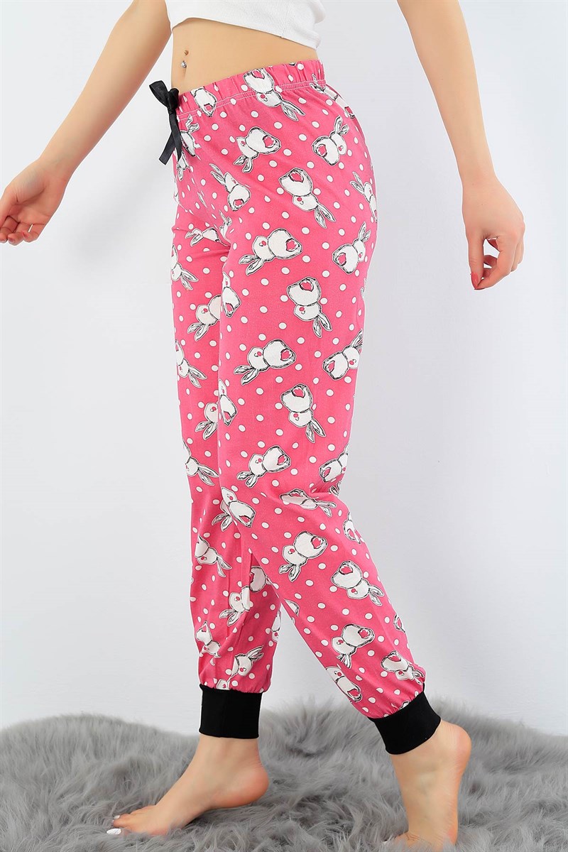 Baskılı Likralı Bayan Pijama Altı 31141