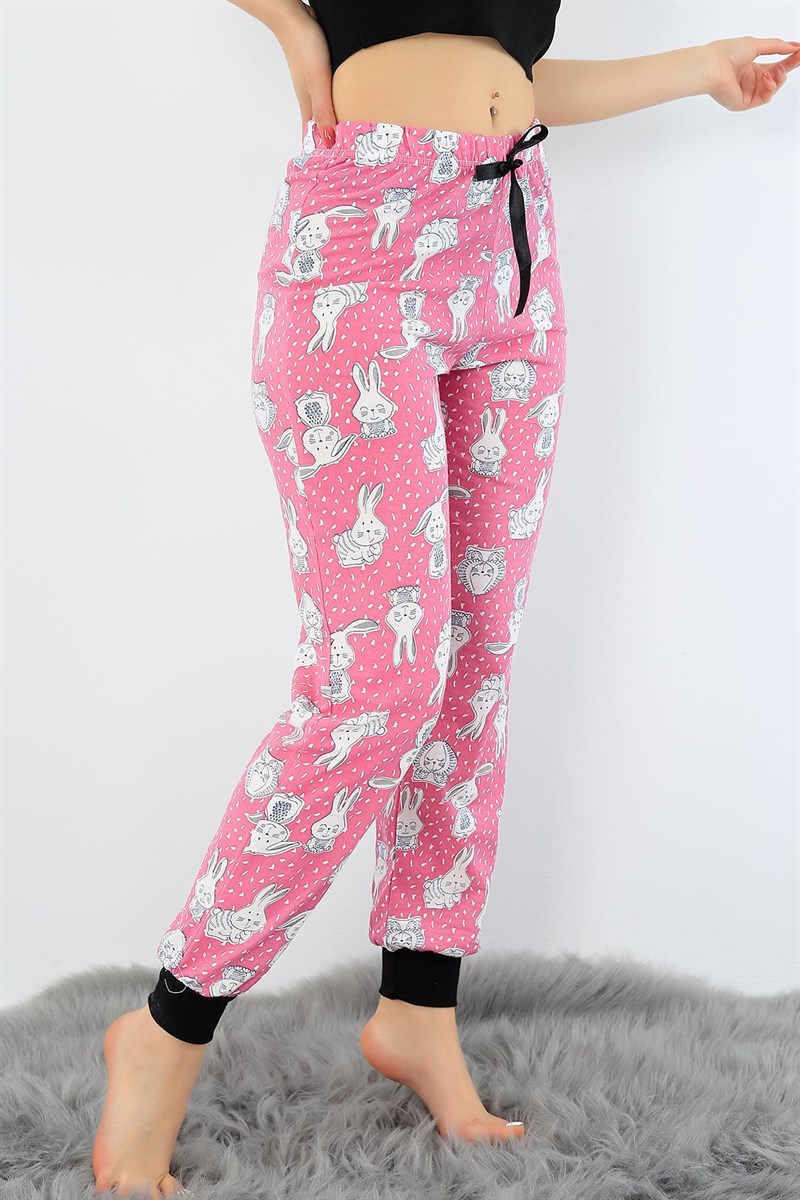 Baskılı Likralı Bayan Pijama Altı 32406
