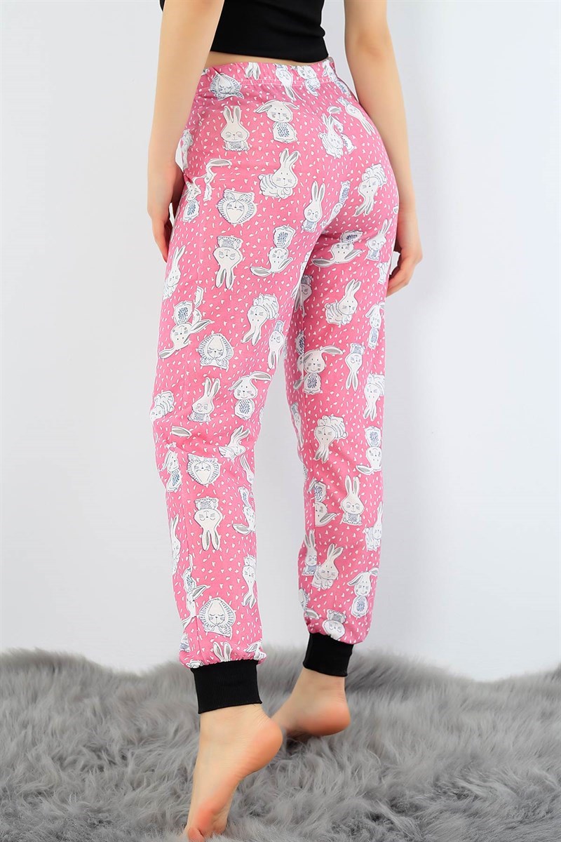 Baskılı Likralı Bayan Pijama Altı 32406