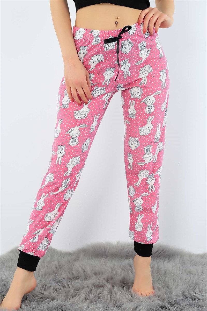 Baskılı Likralı Bayan Pijama Altı 32406