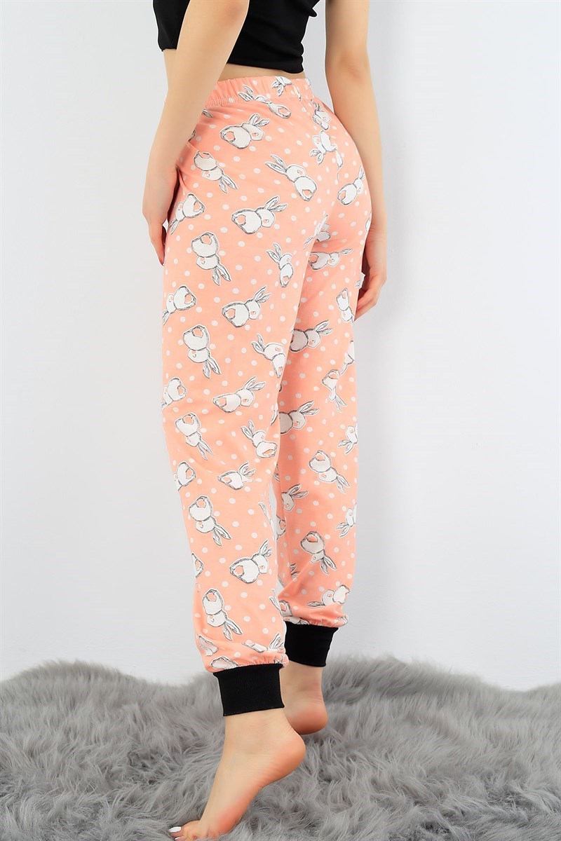 Baskılı Likralı Bayan Pijama Altı 32408