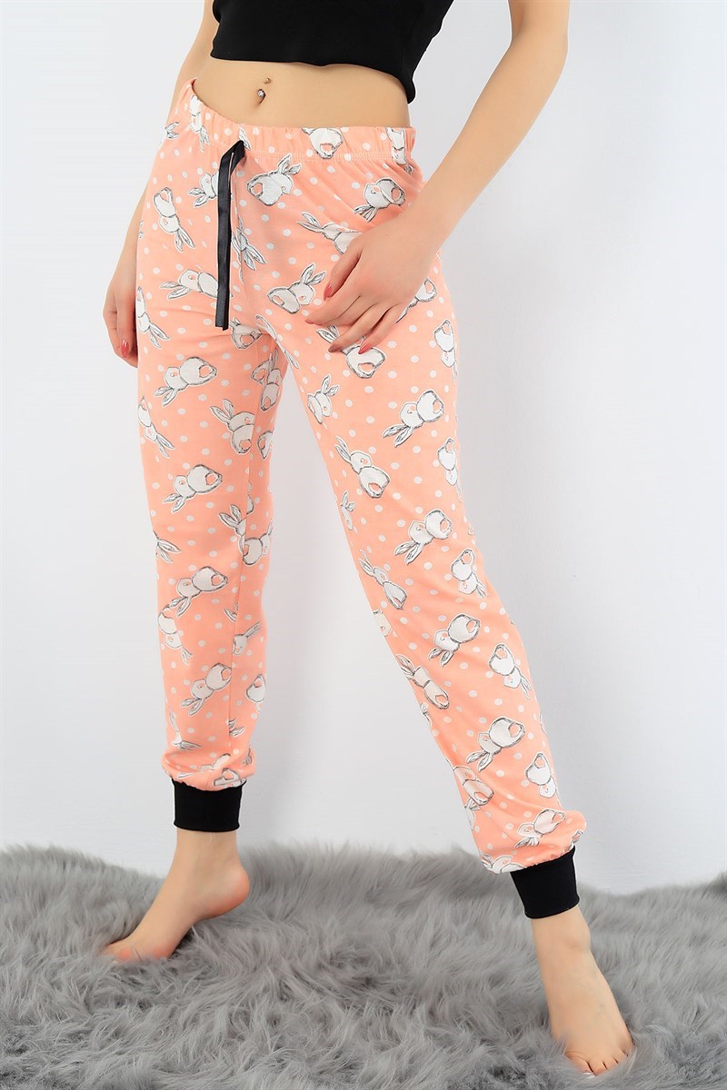 Baskılı Likralı Bayan Pijama Altı 32408