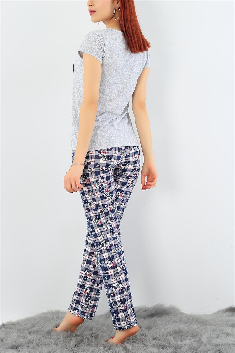 Baskılı Likralı Bayan Pijama Takımı 30758