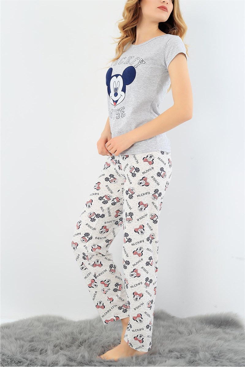 Baskılı Likralı Bayan Pijama Takımı 30759