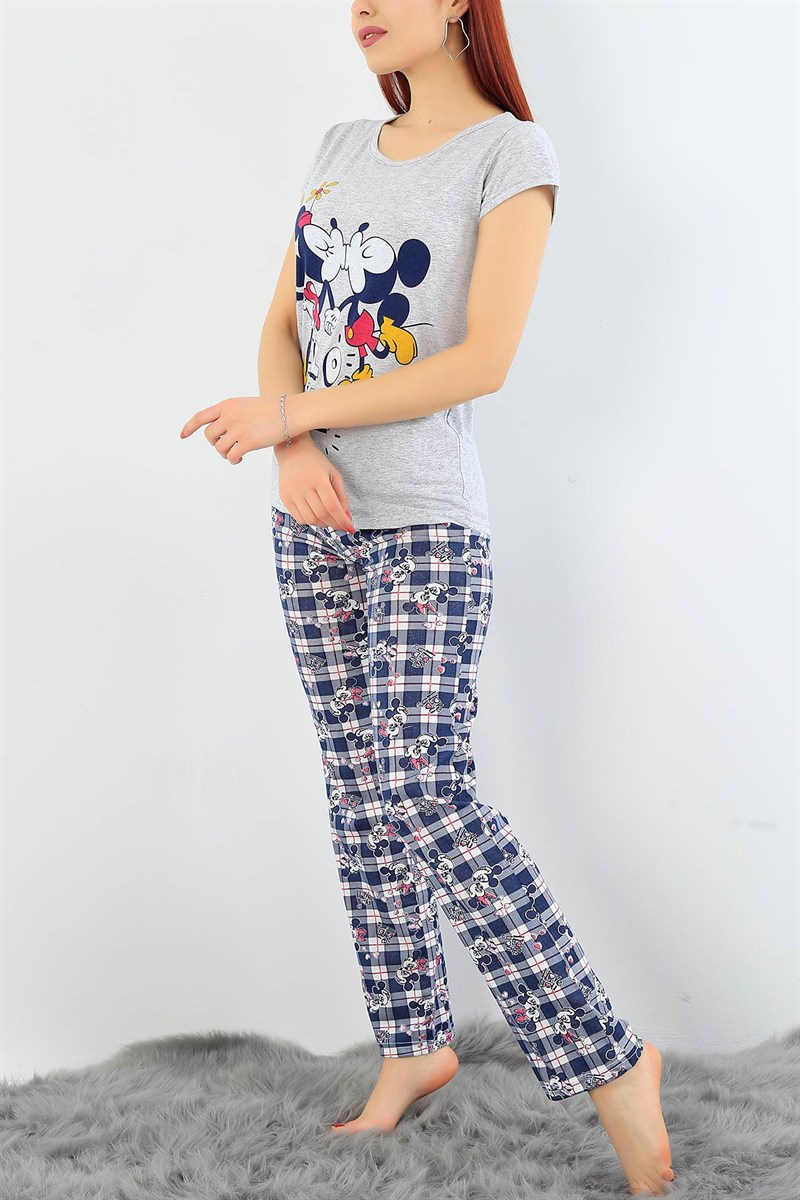 Baskılı Likralı Bayan Pijama Takımı 30758
