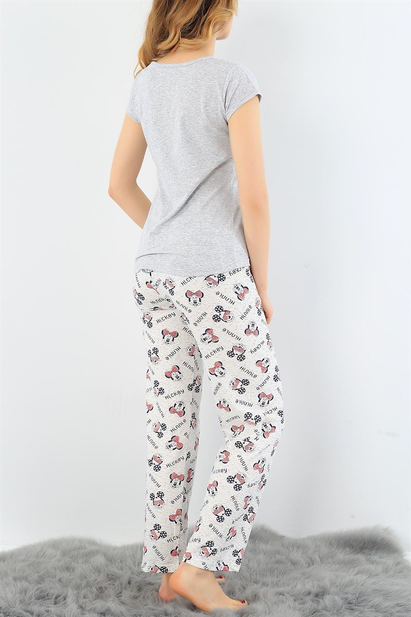 Baskılı Likralı Bayan Pijama Takımı 30759