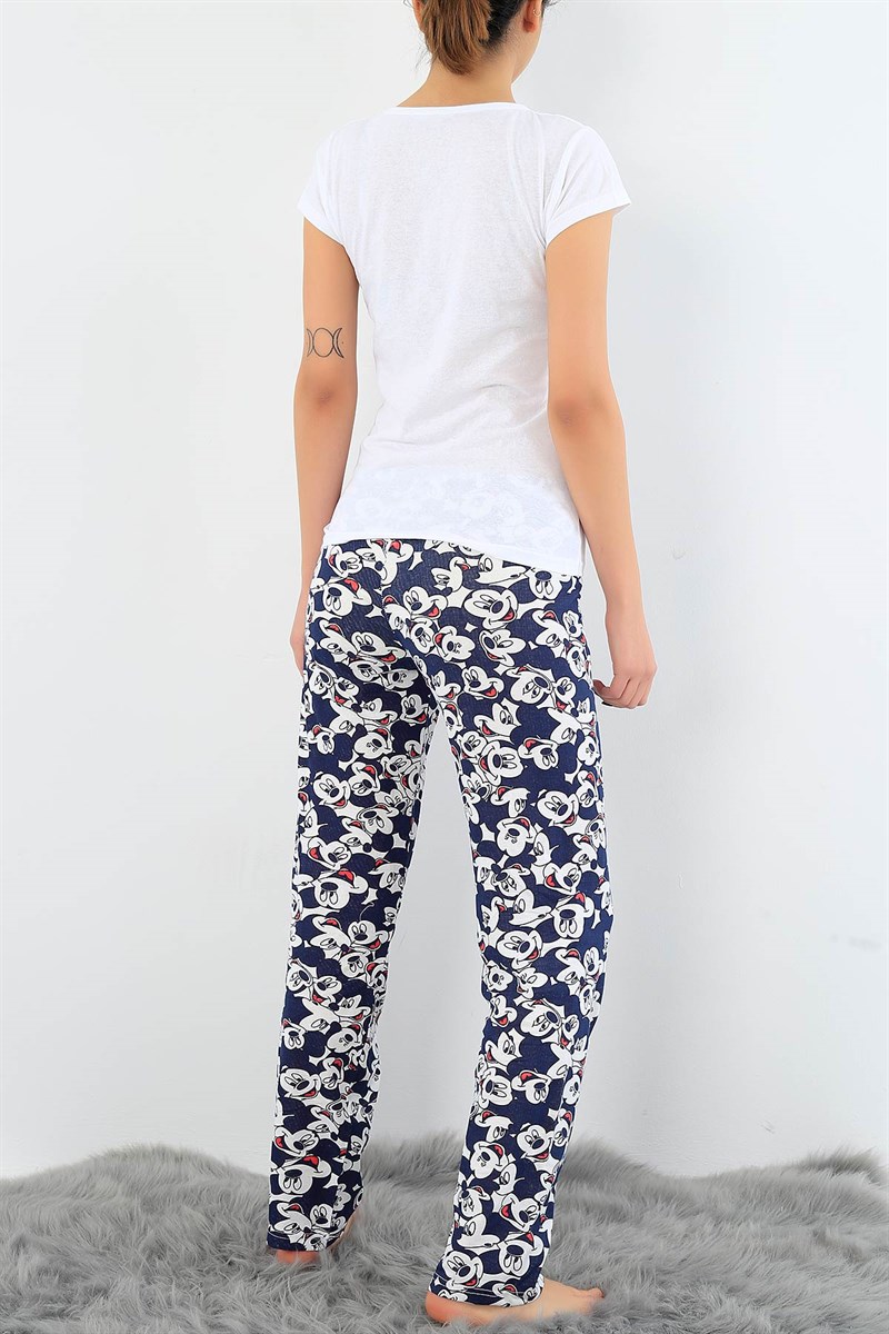 Baskılı Likralı Bayan Pijama Takımı 30767