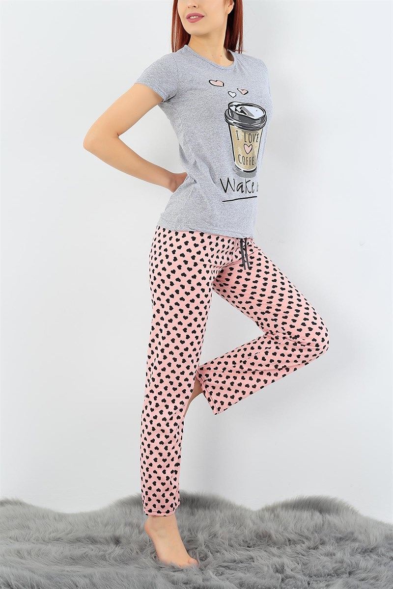 Baskılı Likralı Bayan Pijama Takımı 30799