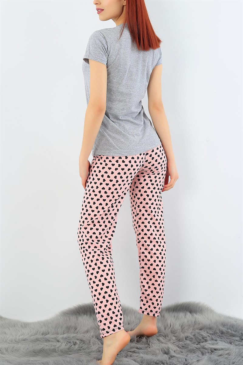 Baskılı Likralı Bayan Pijama Takımı 30799
