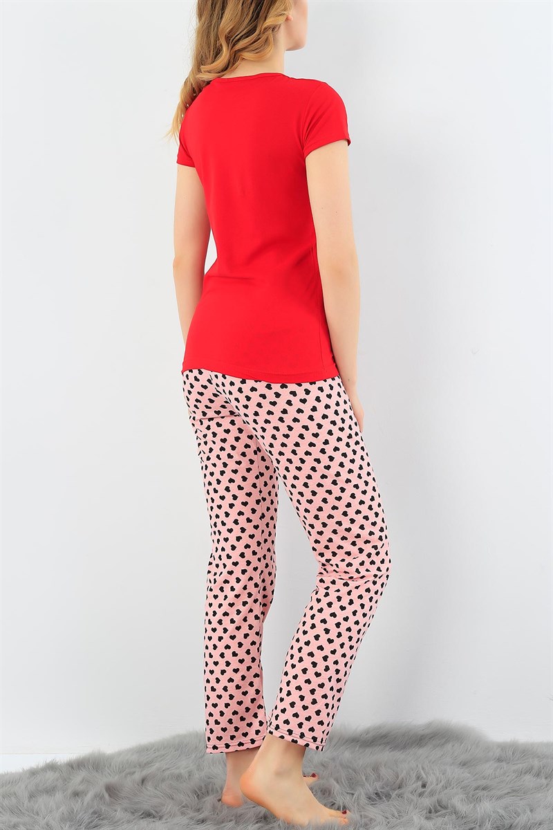 Baskılı Likralı Bayan Pijama Takımı 30794