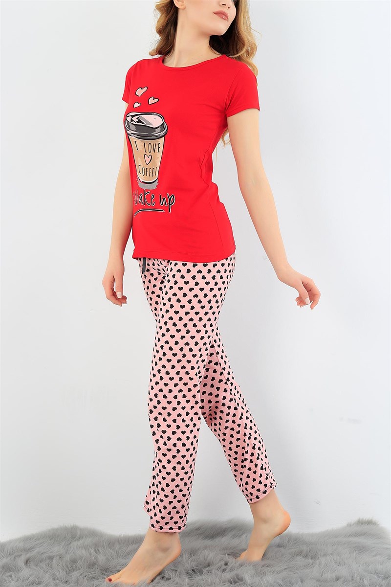 Baskılı Likralı Bayan Pijama Takımı 30794